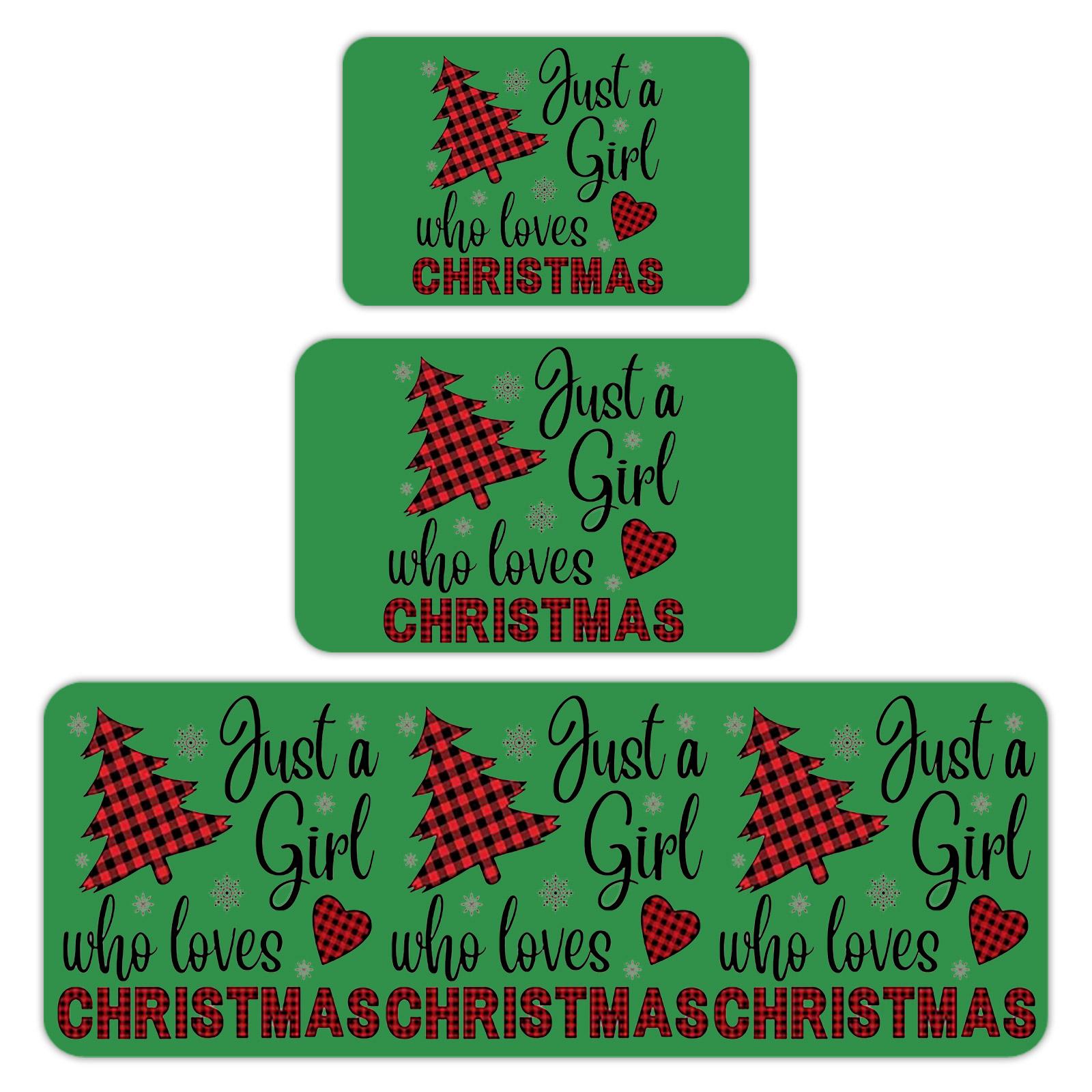 

Christmas Kitchen Anti-slip Mat Carpet Flannel Door Mat Three-piece Set 45*120CM/50*80CM/40*60CM One Size