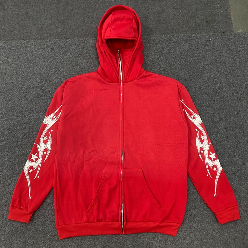 Europäischer und amerikanischer Y2K Retro bedruckter Street Hip-Hop Reißverschluss-Hoodie