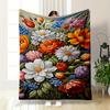 Colorful Floral Bouquet Design Flannel Blanket for Bedroom Living Room Sofa and Nap