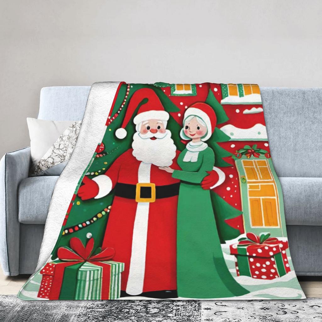 Christmas Santa Claus Super Warm Blanket  Child Plush Bedding Throws Comfortable Home Decor Flannel Bedspread Sofa Bed Cover