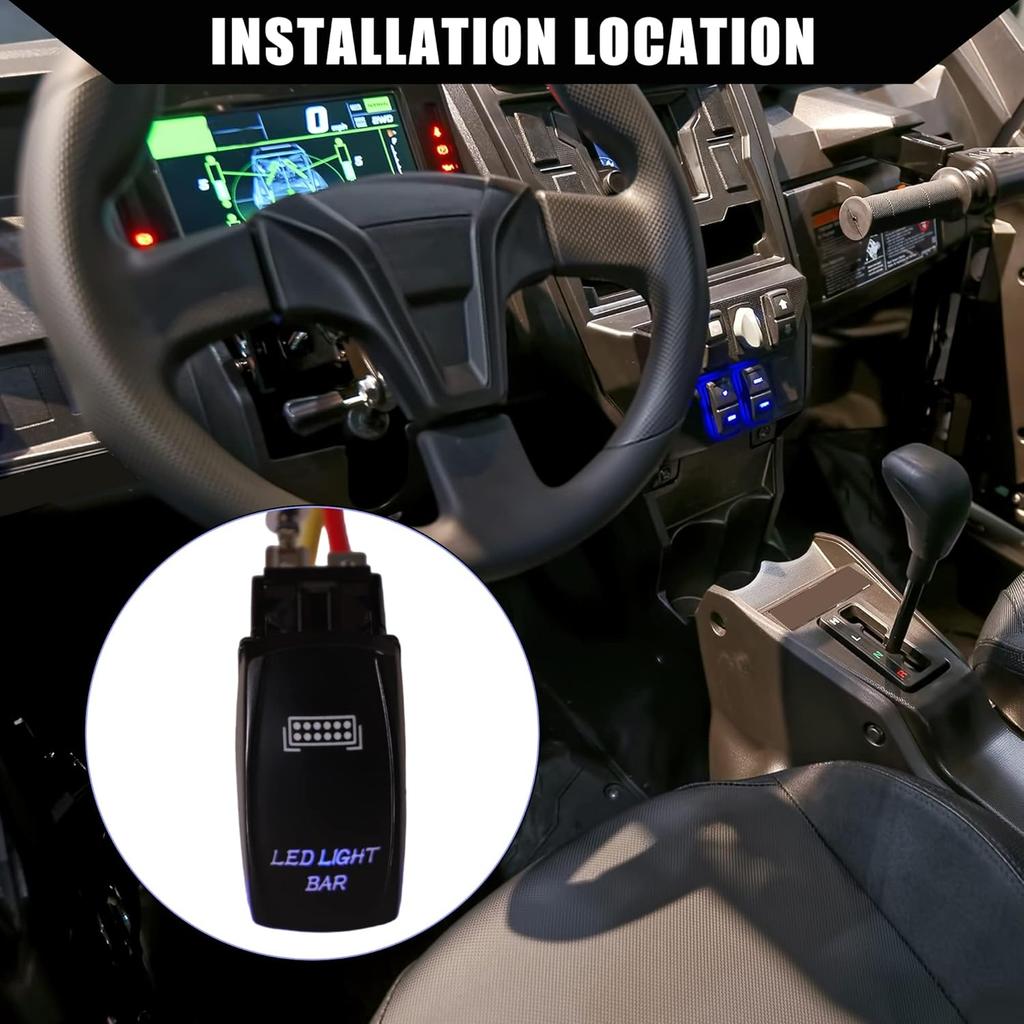 Front/Power Busbar Plug Wire Harness Kit/with Rocker Switch for Polaris RZR PRO XP 4 2020 for Polaris General 19-22 / LED Light Bar Rocker Switch / 1