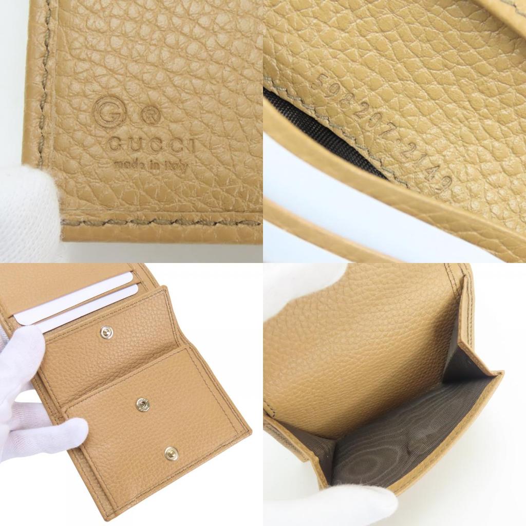Used GUCCI Tri-fold wallet 598207 Interlocking W Hook Wallet  leather beige Accessory