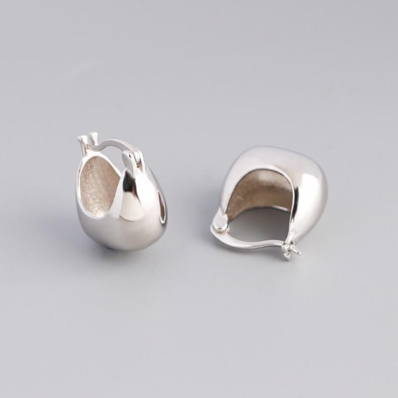Minimalist Geometric Hoop Earrings Women Sterling Polished Finish Gold White 925 Sterling Silver