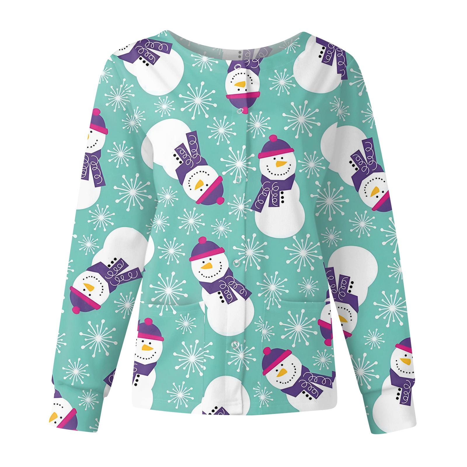 

Женская повседневная модная куртка с длинным рукавом, воротником-стойкой, на одной пуговице, с рождественским принтом, рабочая куртка, топы XXXXL