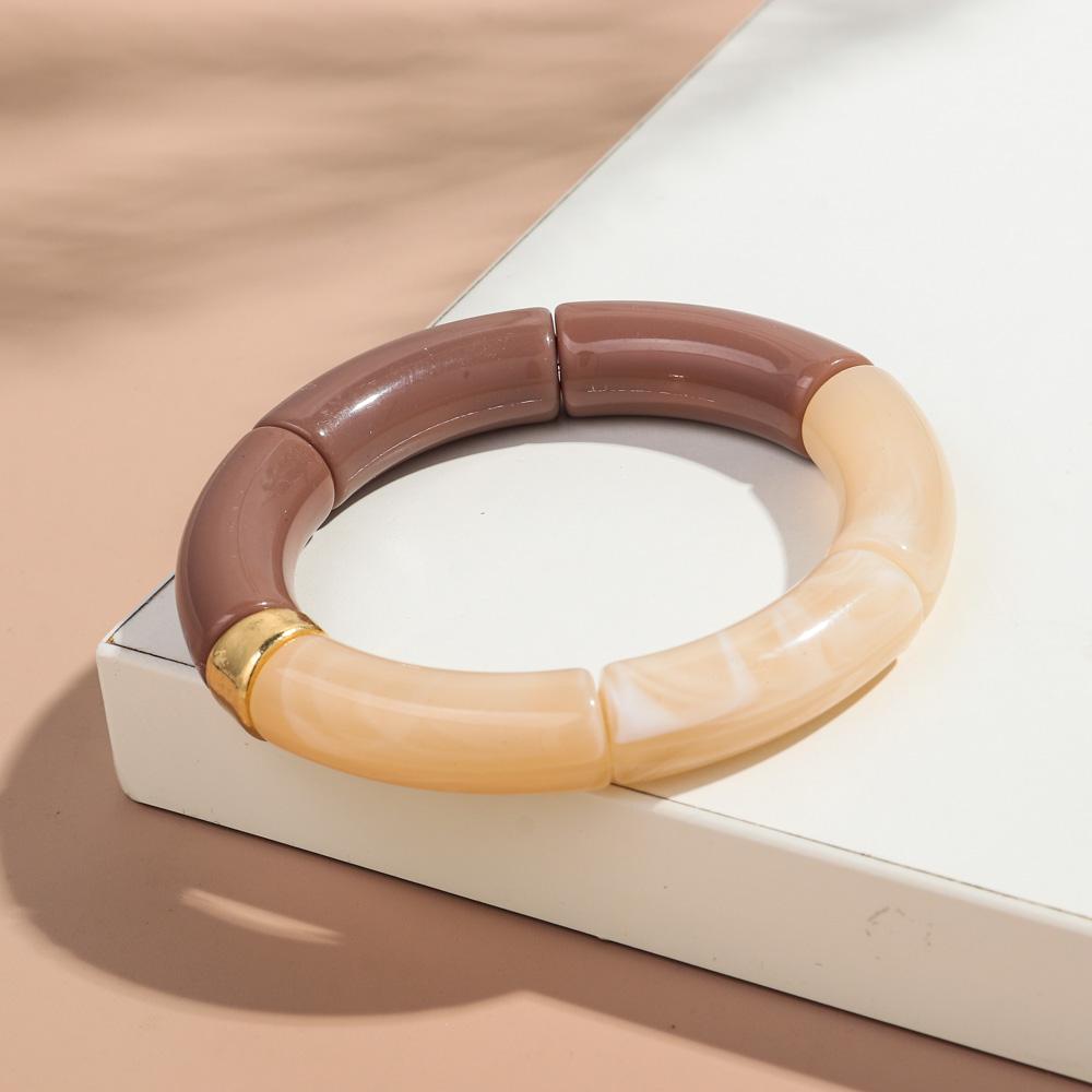 Nieuwe Grote Bamboe Buis Acryl Stapelarmband voor Vrouwen Mannen Vintage Kleurrijk Hars Dikke Elleboog Kralen Elastische Armband Koppel Sieraden