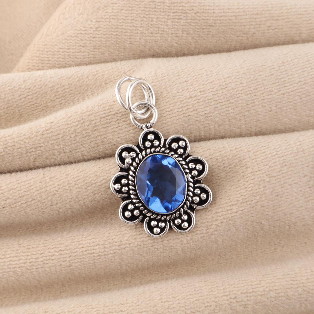 Tanzanite Gemstone 925 Sterling Silver Handcrafted Jewelry Pendant 1.37" For Wedding Gift CP-40-3