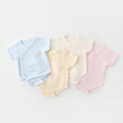 Neugeborenen Bambusfaser Dreieck Body - Kurzarm, Leichter Jacquard Sommer Strampler