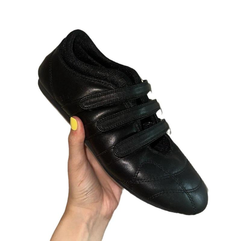 Sheepskin Version~ Casual Velcro Flat Bottom Round Head Ballet Shoes Leather Versatile Sports Shoes White Shoes Women