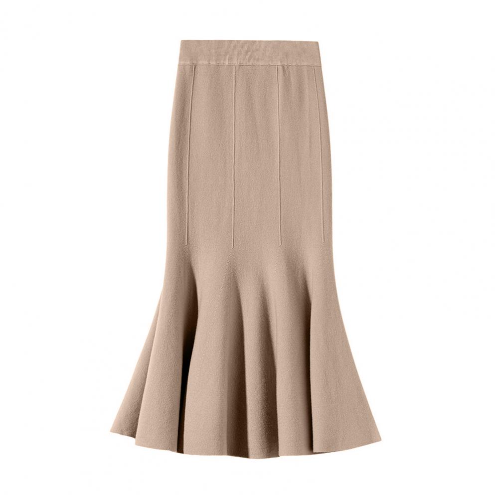 

Maxi Skirt Elegant Viscose Fishtail Skirt with High-Waisted Elastic Design for Office Lady Work Leisure Wear High Quality Practical Daily Use One Size хаки
