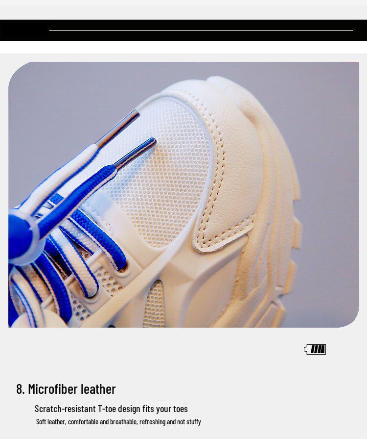 Girls' Summer 2025 White Mesh Breathable Sports Shoes