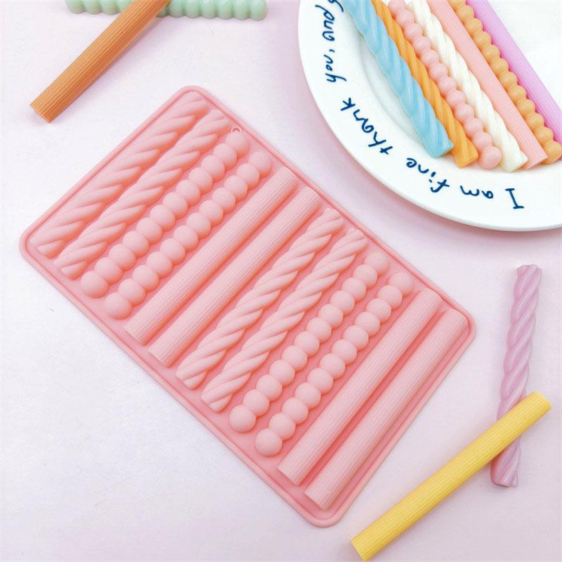 Stampo in Silicone per Caramelle Gommose a Corda Bastoncino Lungo Perle Tavoletta di Cioccolato Biscotti Stampo per Cubetti di Ghiaccio Caramelle a Forma di Pastello Strumenti da Cucina per Pasticceria