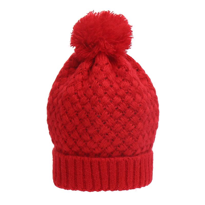 Winter Velvet Corn Hat Cute Wool Ball Solid Color Knitted Hat Warm Toe Cap Women'S Wool Hat Versatile