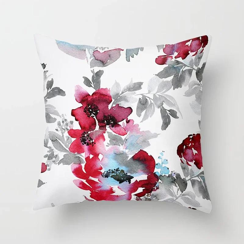 Model de flori Artă decorativă Husă de pernă Față de pernă Poliester 45*45 Perne Decorat Home Decor Față de pernă