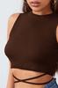 Women's Fashion New Blouse Female Black Cross Tie Crop Top Blouse