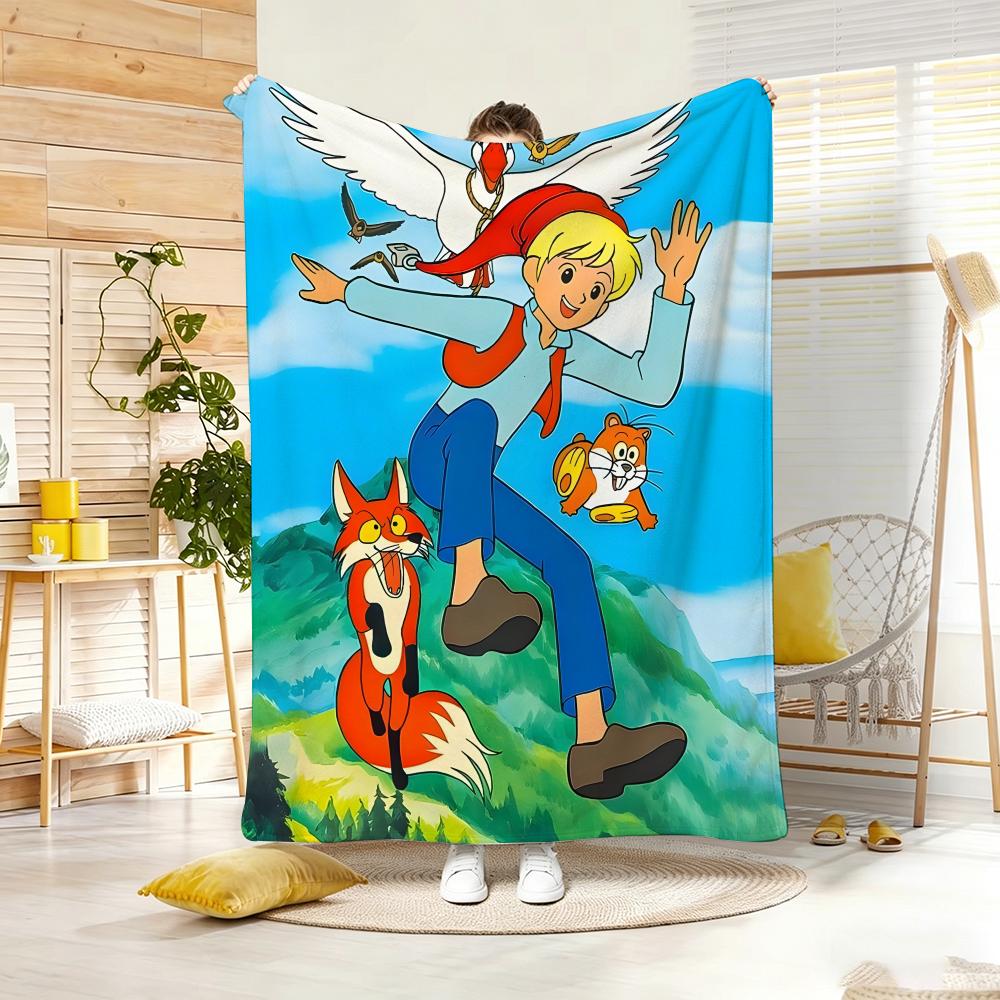 Hit Anime N-Nils H-HolgerssonS Wurf Leichte 240g Flanelldecke Weich Hautfreundlich für Sommerliche Kühlung 80x120cm(31x47inch)