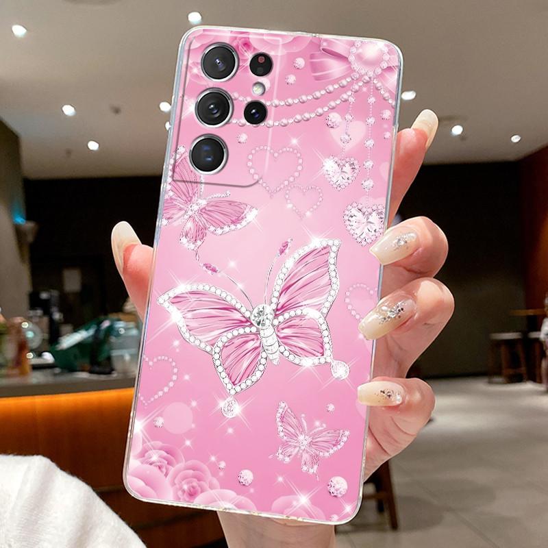 Phone Case For Samsung Galaxy S21 Ultra S21+ S 21 FE Flower Back Cover Capa For Samsung S21 Plus Soft Silicone Clear TPU Shells
