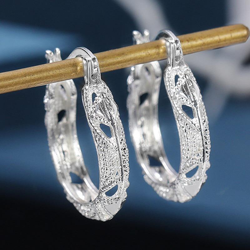 New 925 Silver Women Hoop Earrings Ethnic Style Party Daily Wearable Versatile Female Accessories High Quality Jewelry