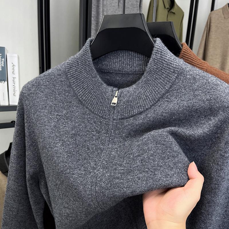 470g Men's Old Money Style Wool Zipper Cardigan Sweater - Thick Warm Knitwear