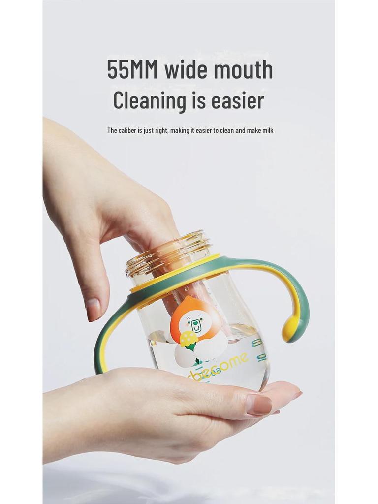 Širokoúhlá PPSU kojenecká láhev, antikoliková, odolná proti pádu, silikonová s brčkem