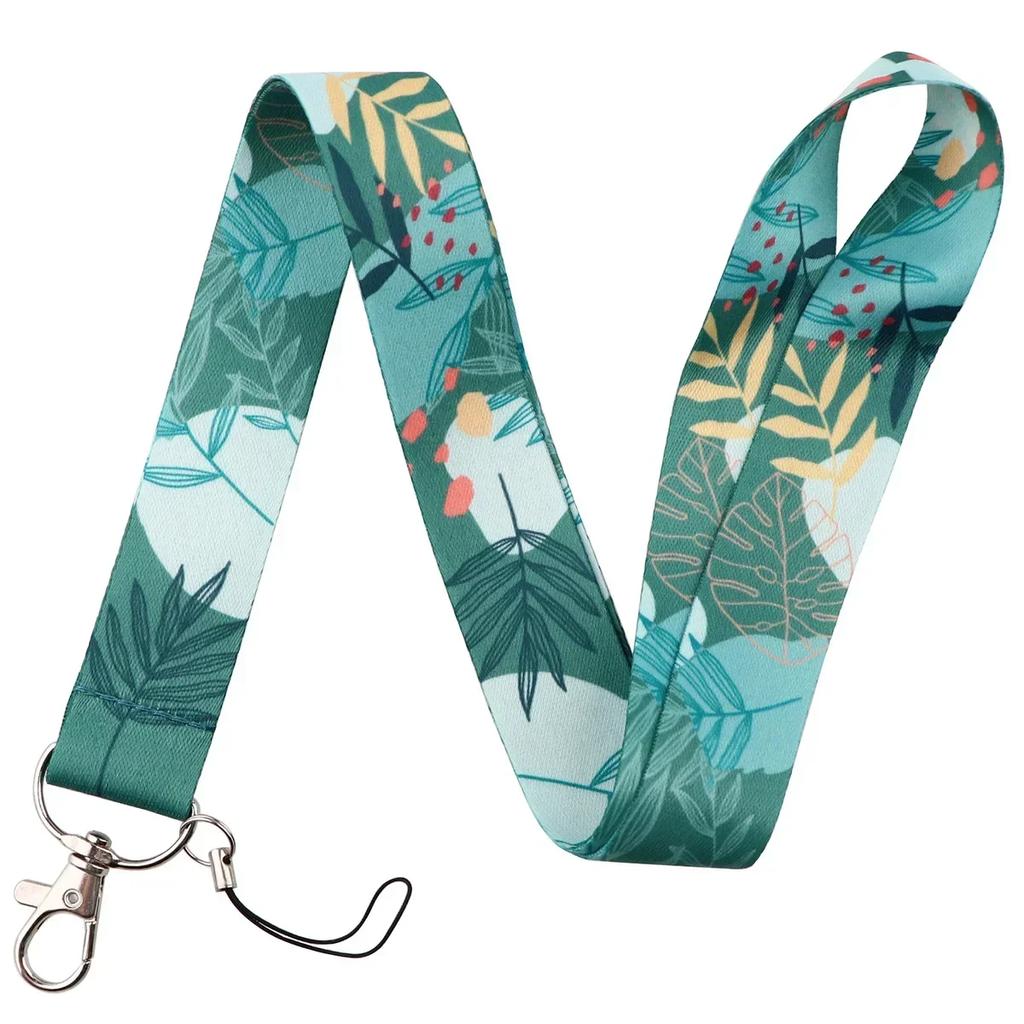 Grüne Pflanze Einfacher Frischer Stil Grüne Blätter Nackenband Ausweishalter Fitnessstudio Handy-Riemen Ausweishalter DIY Aufhängeseil Lanyard