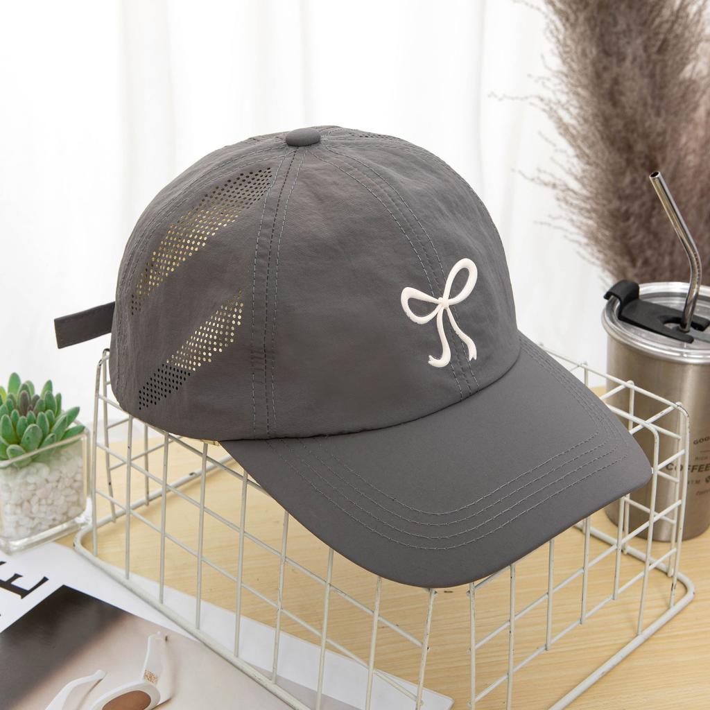 Summer Thin Bowknot Quick-Drying Baseball Cap for Women Sun-Poof Peaked Cap Leisure Students Sport Travel Sun Hat