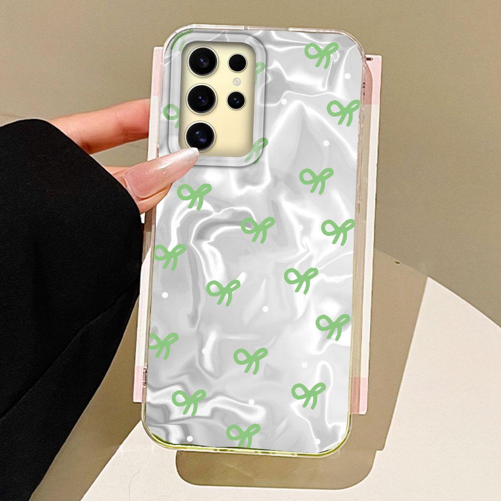 

Круглые точки Черный бант Женский Девичий Чехол для телефона с текстурой воды для Samsung Galaxy S25 Edge S24 S23 S22 S21 FE Plus Ultra TPU Обложка Samsung Galaxy S23 Plus белый