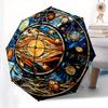 Stained Celestial Window Panel: Vibrant Solar System DesignUmbrella, Portable 3-Fold Compact Umbrella for Men & Women Gift