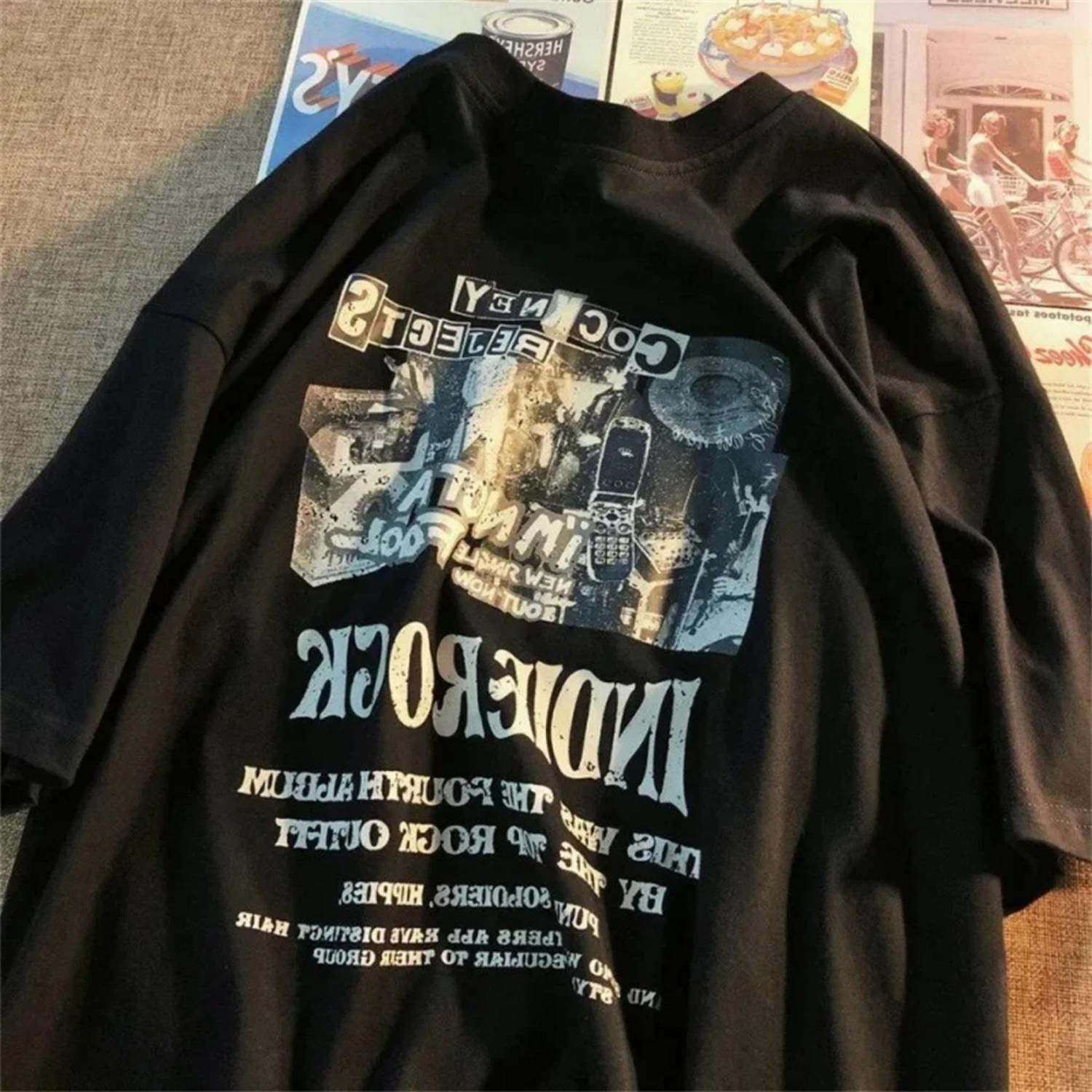 

Retro Hip-Hop Style Femme Fashion Tshirts Letter Print Cotton Short Sleeve Streetwear Harajuku Punk Women Clothes Y2k Tops Tees S чёрный