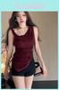 French Girl Oversized Tank Top With Ruffled Hem For Casual Wear