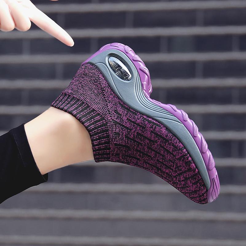 2025 Women's Casual Sports Socks Sneakers Fashionable Thick Sole Air Cushion, Elevated Sloping Heel Rocking Shoes Mom's shoes