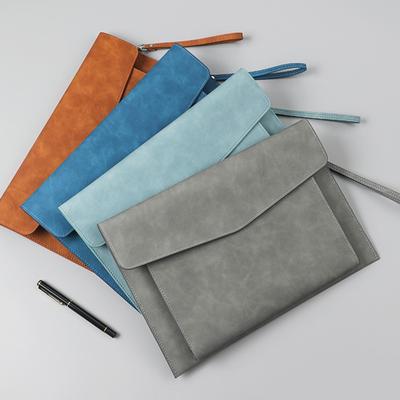Document Bag A4 Envelope Folder Soft Faux Leather File Folder with Pen Insert And External Pocket Portable File Folder