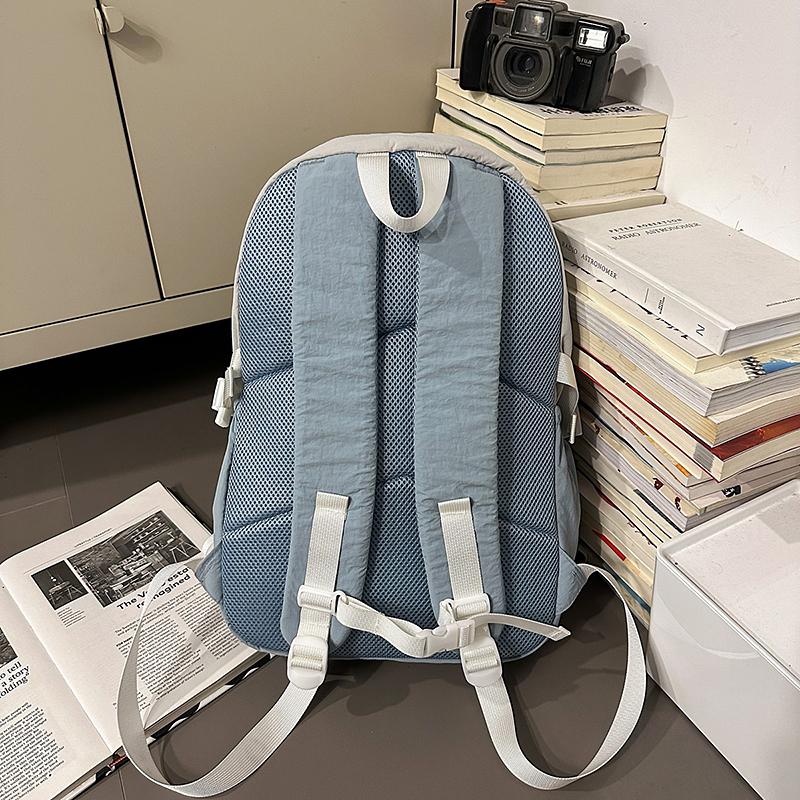 Contrast Color Stitching Backpack Unisex Lightweight Travel Backpack Student Schoolbag