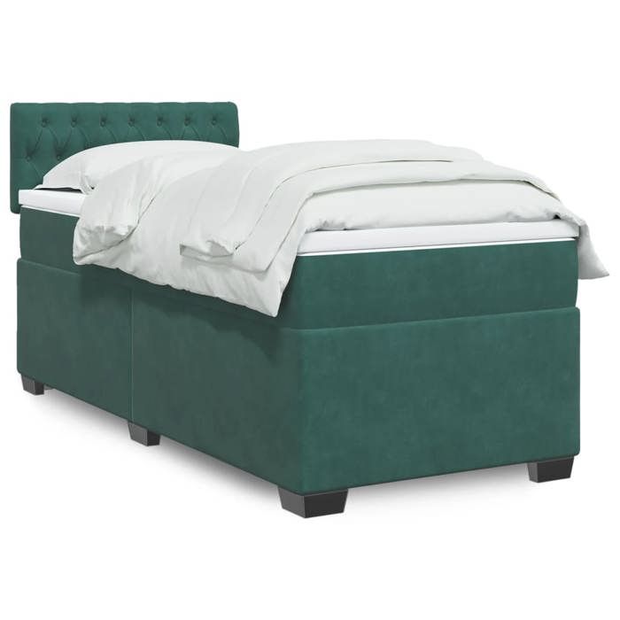 VidaXL Sommier à lattes de lit avec matelas Vert foncé 90x190 cm, lit, lit à plate-forme, lit à panneaux, meuble de chambre 3286195