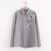 Retro Artsy Ethnic Style Embroider Flower Pure Cotton Shirt 2024 Spring New Arrival Loose All-Matching Top Women