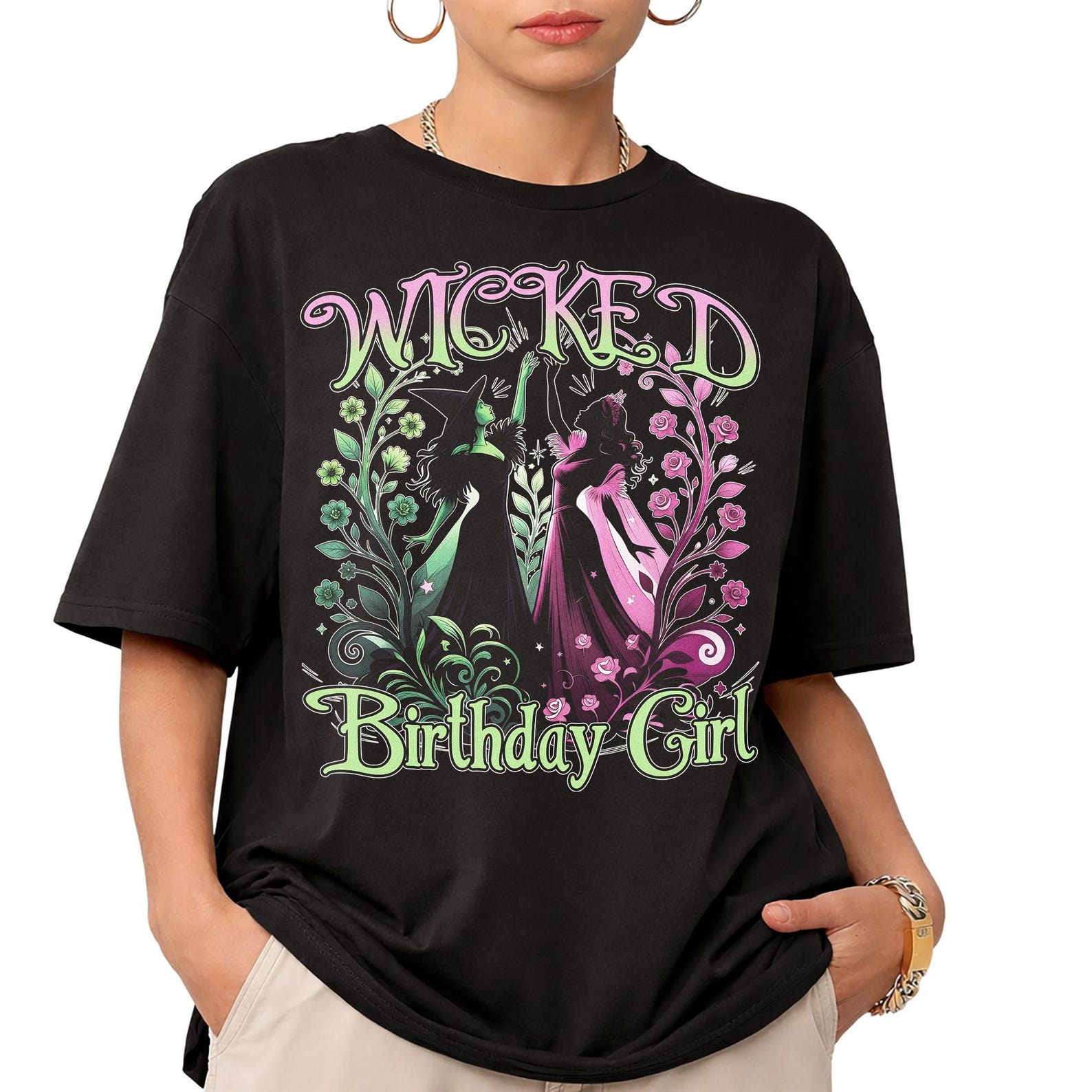 Wicked Birthday Girl Shirt, Elphaba Glinda Broadway Inspired Tee 3XL