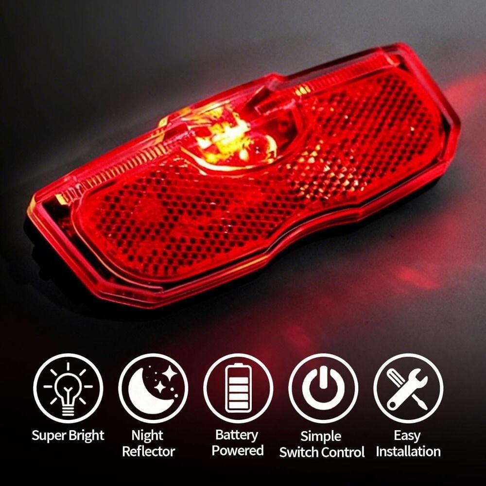Red Bike Tail Light Battery Powered Bike Reflectors Professional Luggage Rack Reflector Cycling