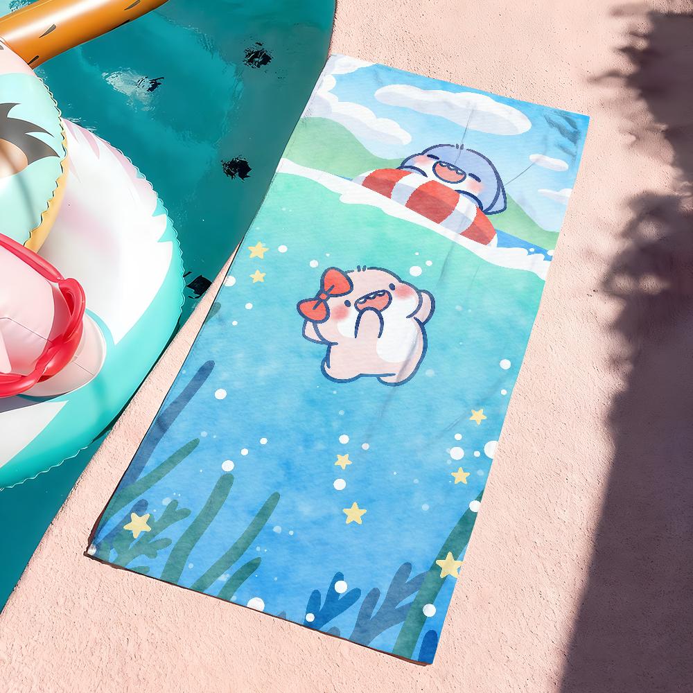 Cartoon B-Bigface Cute Shark Towel Towels For Beaches Yoga Studios Gyms Hot Springs Swimming Pools And Picnics