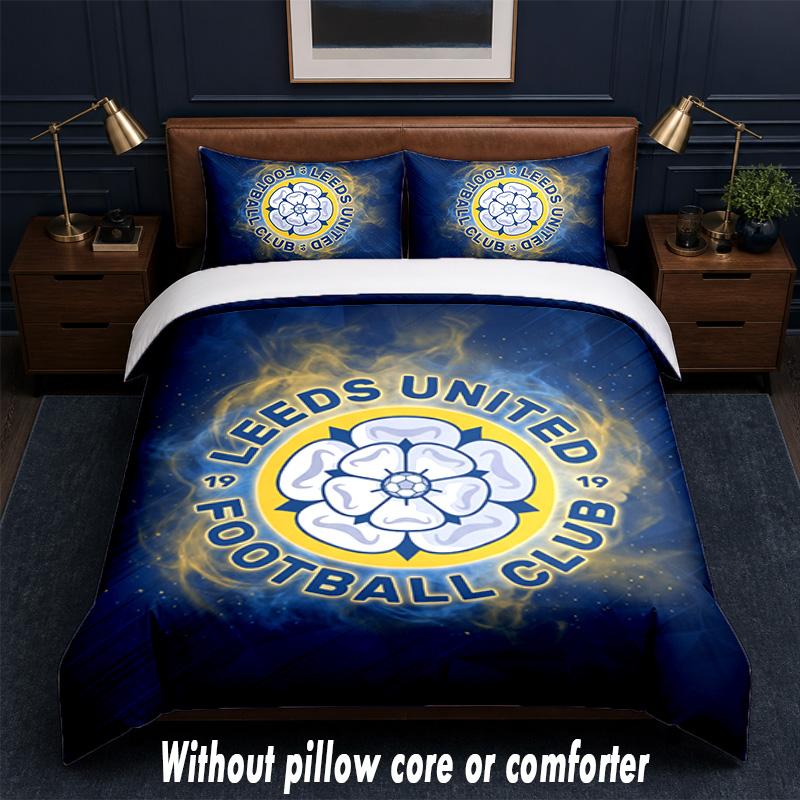 Set Biancheria da Letto Leeds United 1 Copripiumino + 2 Federe Morbido Traspirante Biancheria da Letto per la Casa