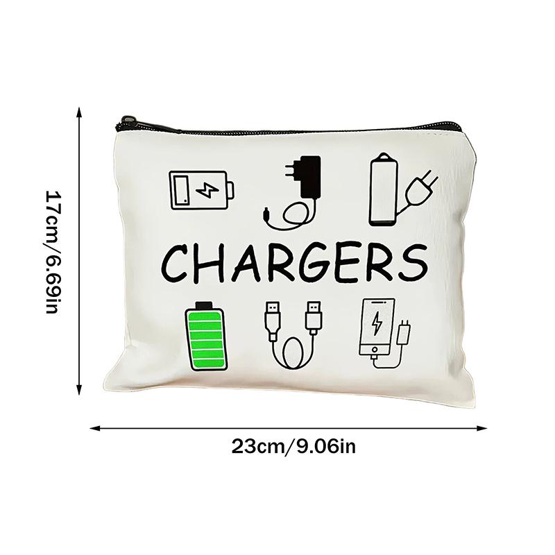 

Cute Tech Gadget Pouch – Doodle Print “CHARGERS” Zipper Bag for Cables, Chargers & Earbuds