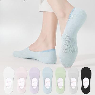 Femmes Printemps et Été Bouche Peu Profonde Maille Respirante Antidérapante Ne Tombant Pas avec Chaussettes Invisibles