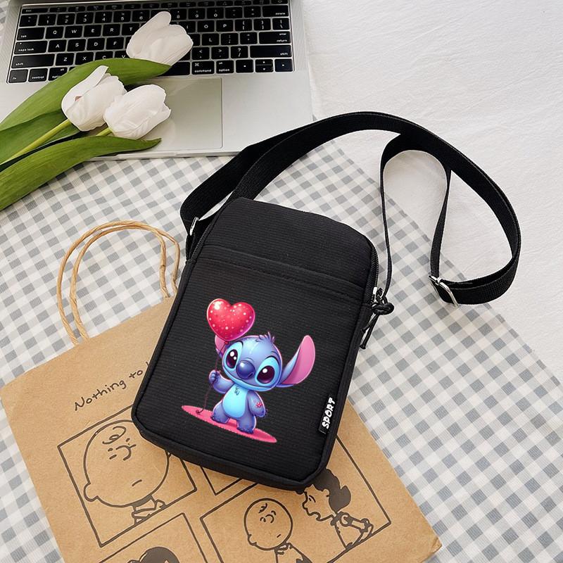 Pattern Stitch Anime Single Shoulder Crossbody Square Bag With Secure Zipper