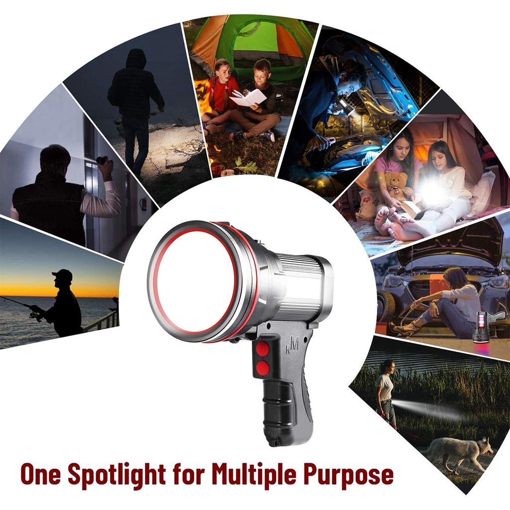 Black&Red USB LED Flashlight Searching Torches Night Light 6000LM Super Bright Powerful Lamp Hand Camping Lantern Rechargeable Battery