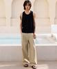 SIGNATURE One-Pleat Wide Cotton Pants [Beige]