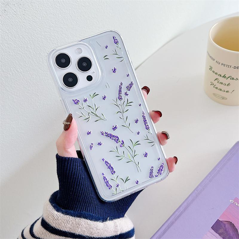 Floral Clear Phone Case For iphone 15 14 13 12 11 Pro Max Plus Silicone Soft TPU Shockproof Back Cover