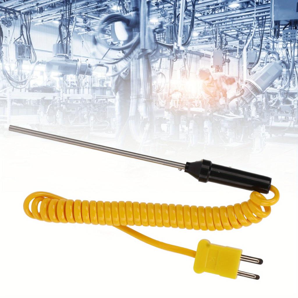 Thermoelement Typ K, hitzebeständiger Thermoelementsensor aus Stahl mit isoliertem Griff, hohe Genauigkeit, schnelle Reaktion, geeignet für Temperaturprüfungen