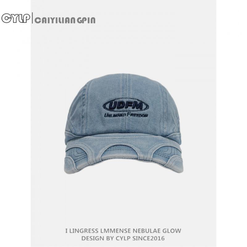 American Retro Washed Denim Baseball Cap Women S Spring And Summer Three-Dimensional Letter Embroidered Cap Versatile Trendy Hat Men adjustable светло-синий