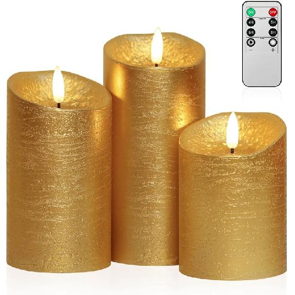 ANGELLOONG Glass Battery Operated Candles with Remote, Flameless Candles with Flickering Flame, Pillar LED Electric Timer Candle for Home Decor,