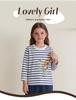 Autumn Girls' Long Sleeve Cartoon Print Striped Cotton T-shirt