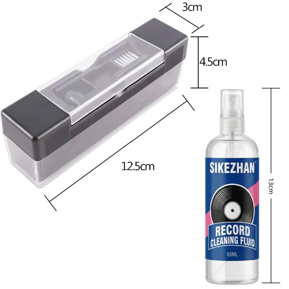 Record Cleaner Kit with 65ml Spray, Anti-Static Velvet Brush & Stylus Cleaning Tools for Safe Vinyl Turntable Use