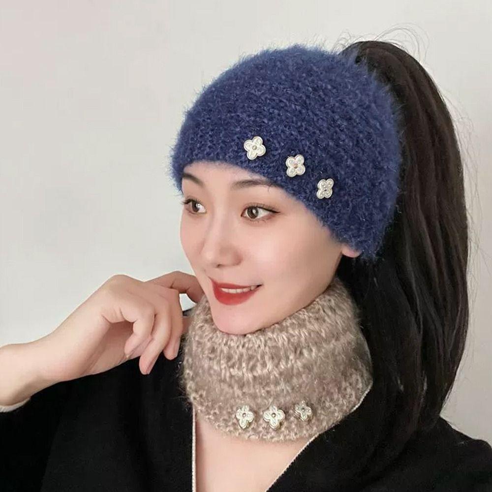 Fashion Warm Winter Wool Headbands Thicken Wide Edge Knitted Headbands Windproof Soft Neckerchief Girls